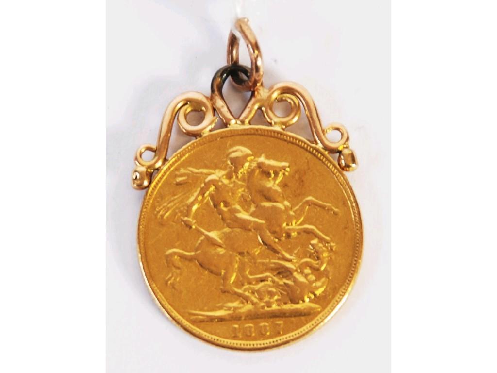 Appraisal: VICTORIAN GOLD SOVEREIGN with soldered mount as a pendant EST