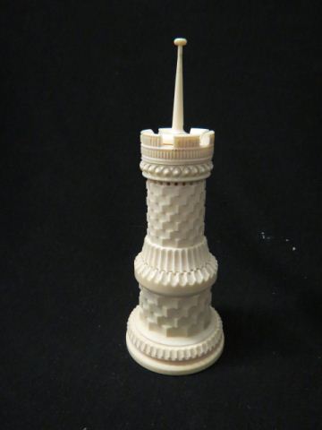 Appraisal: Carved Ivory Figurine of a Castle or Tower excellent