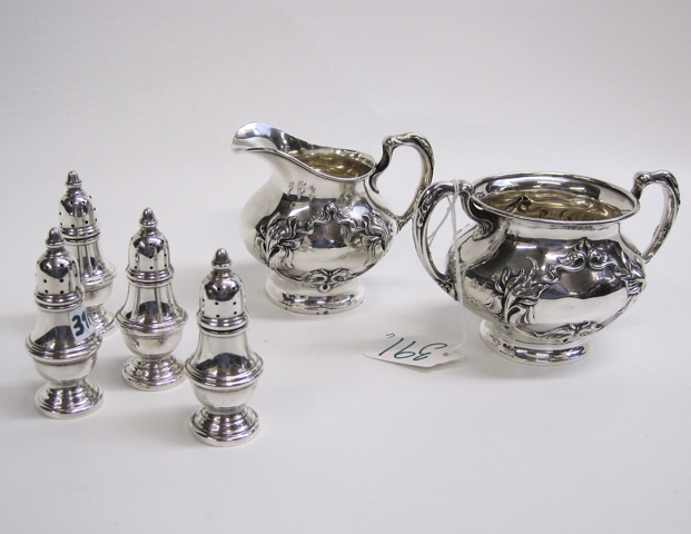 Appraisal: SIX AMERICAN STERLING SILVER PIECES R Wallace Sons cream pitcher