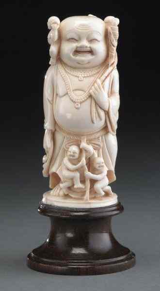 Appraisal: Chinese carved ivory Maitreya Buddha International buyers should note that