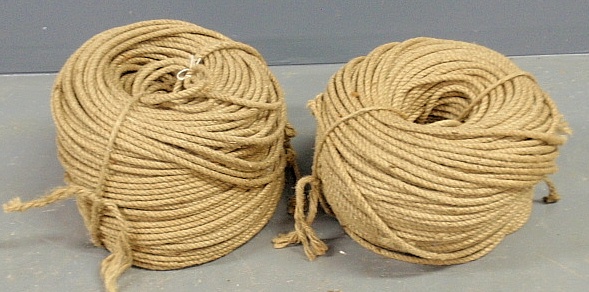 Appraisal: - Two coils of ships rope for rigging each approx