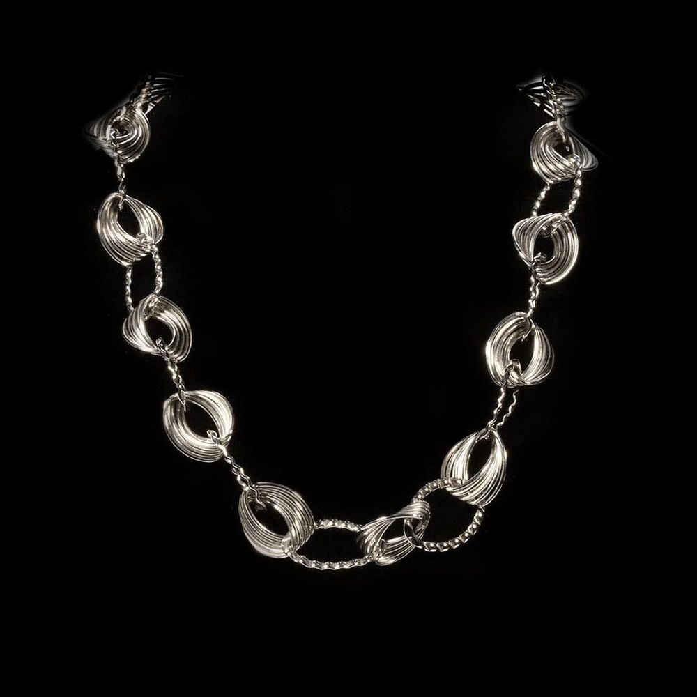 Appraisal: k white gold link chain necklace Italy designed with two