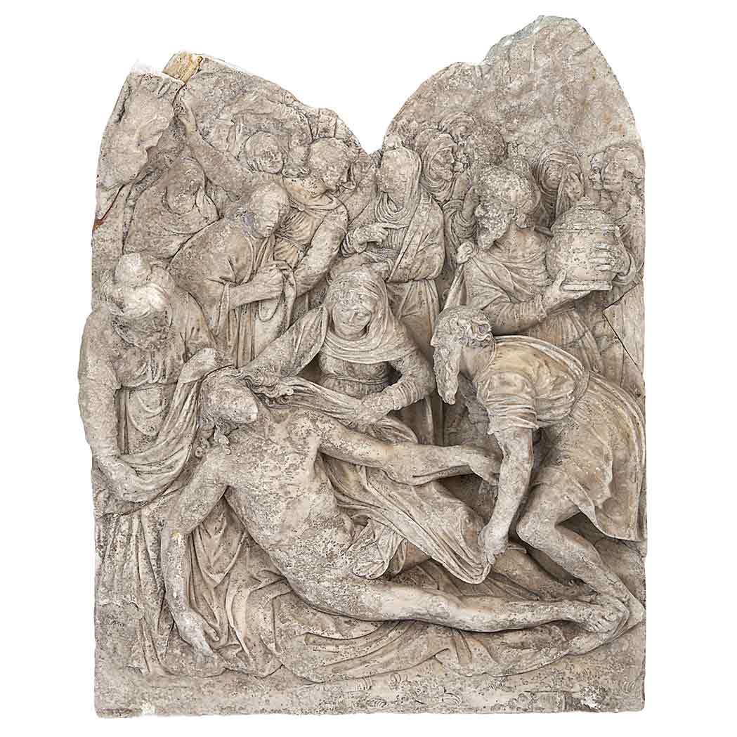 Appraisal: German Alabaster Relief Fragment Possibly th century Depicting the anointing