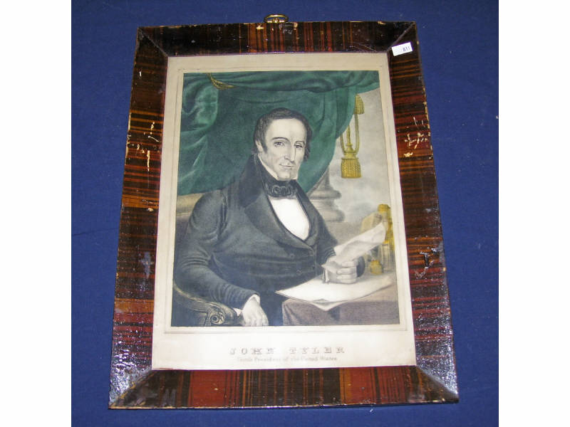 Appraisal: John Tyler Currier Ives Lithograph Small folio Framed image measures