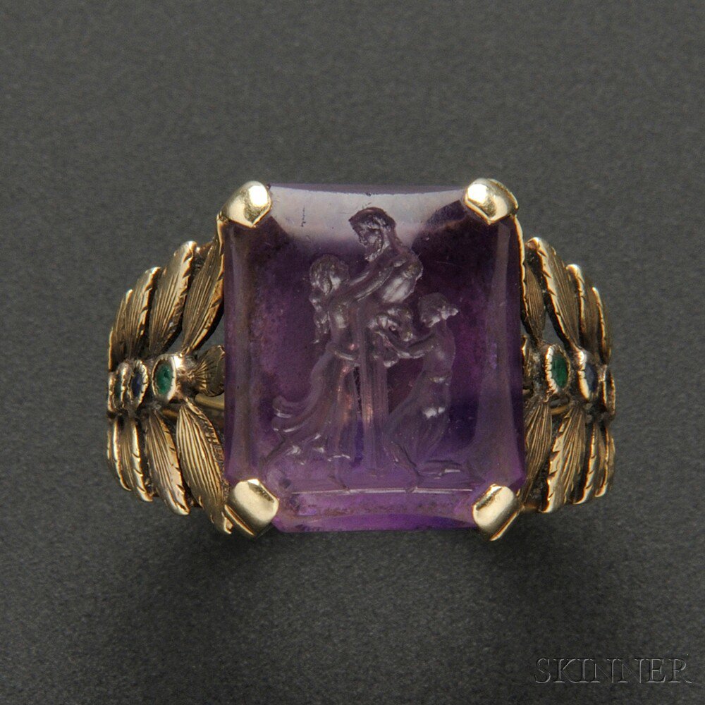 Appraisal: Rare Gold and Amethyst Intaglio Ring Marie Zimmermann by the