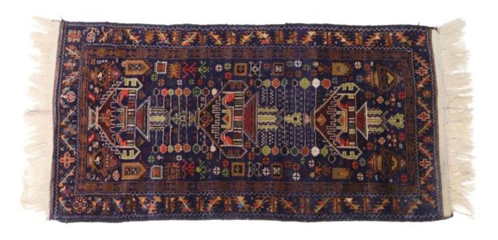 Appraisal: Hand-tied wool Afghan Belouchi tribal rug approx 'l ' w