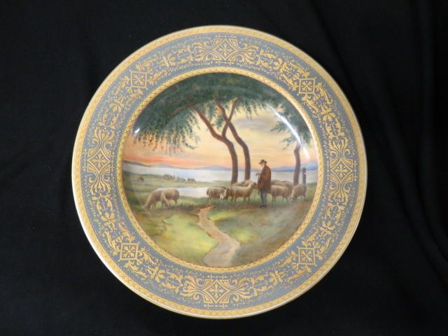 Appraisal: Royal Vienna Porcelain Cabinet Plate handpainted shepherd with his flock