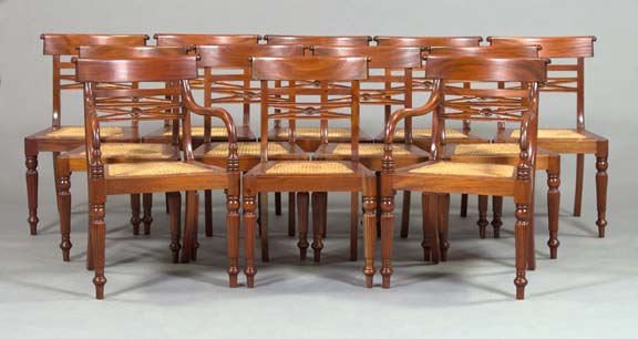 Appraisal: Suite of Twelve Provincial Regency-Style Dining Chairs consisting of two