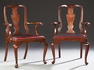 Appraisal: Pair of Henkel-Harris Carved Mahogany Queen Anne Armchairs th c