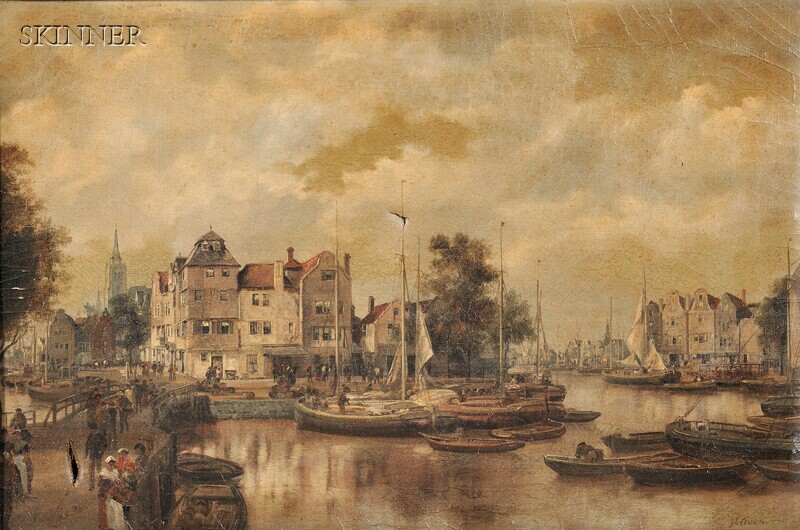 Appraisal: Johann Christoph Frisch Dutch - Dutch City View with Bustling