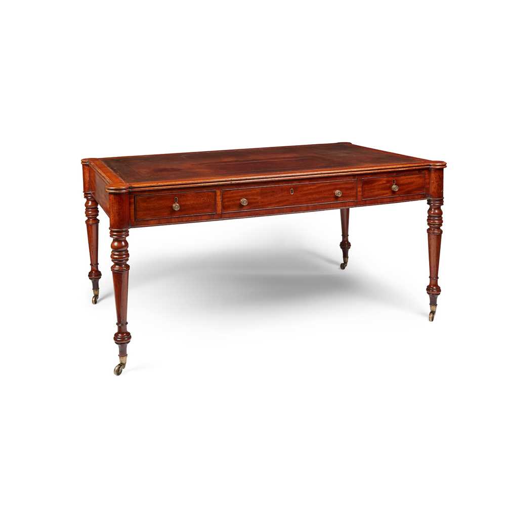 Appraisal: REGENCY MAHOGANY WRITING TABLE EARLY TH CENTURY the moulded rectangular