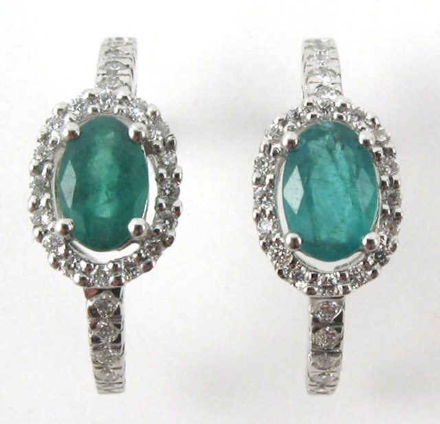 Appraisal: PAIR OF EMERALD AND WHITE GOLD EARRINGS each k white