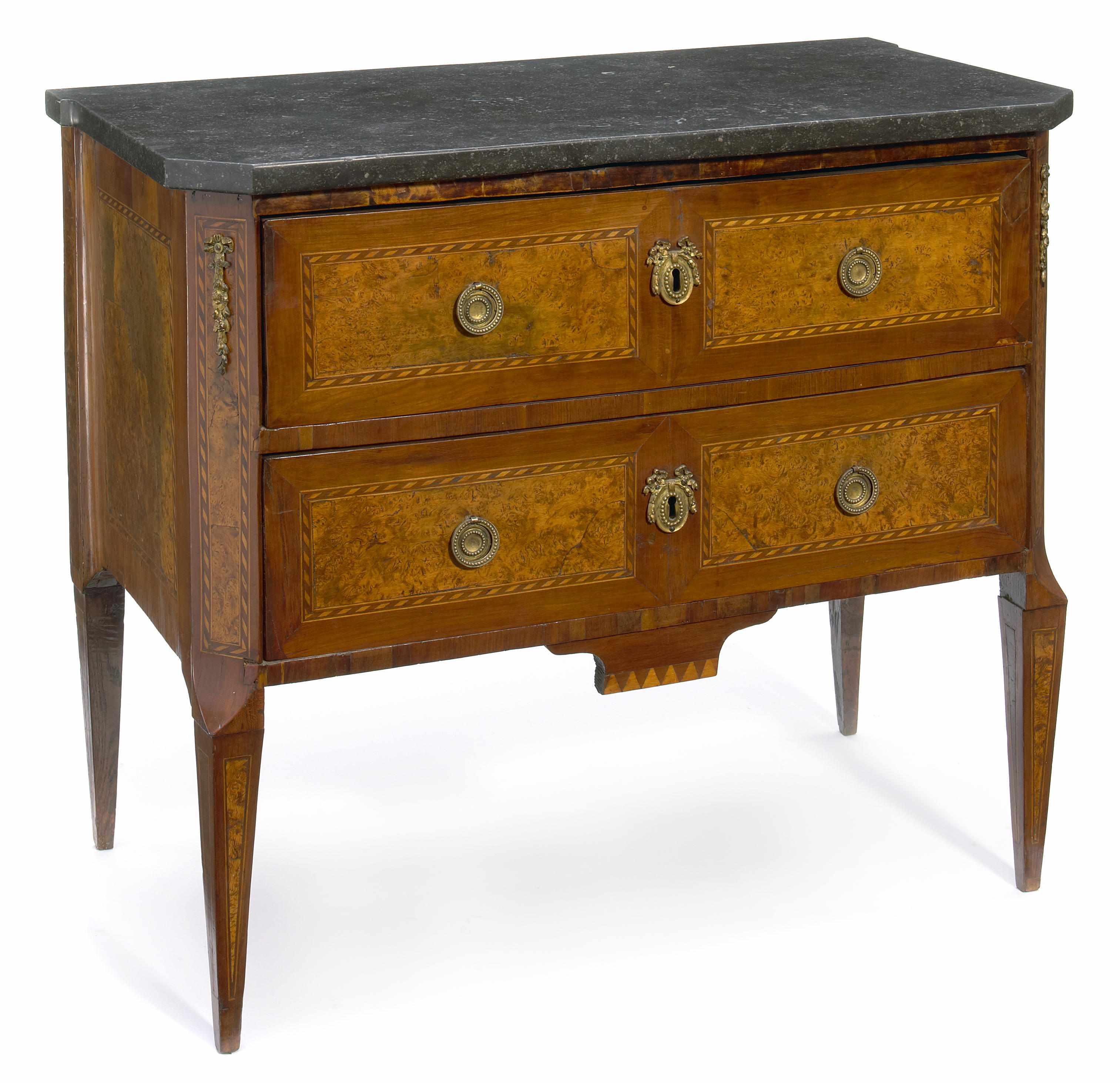 Appraisal: A Louis XV XVI transitional inlaid elm commode fourth quarter