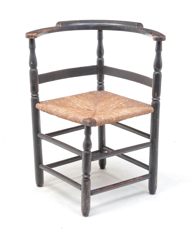 Appraisal: Circa mixed woods Stepped back rest turned legs and rungs