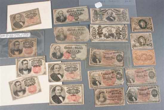 Appraisal: Nineteen pieces of United States Fractional Currency various issues and