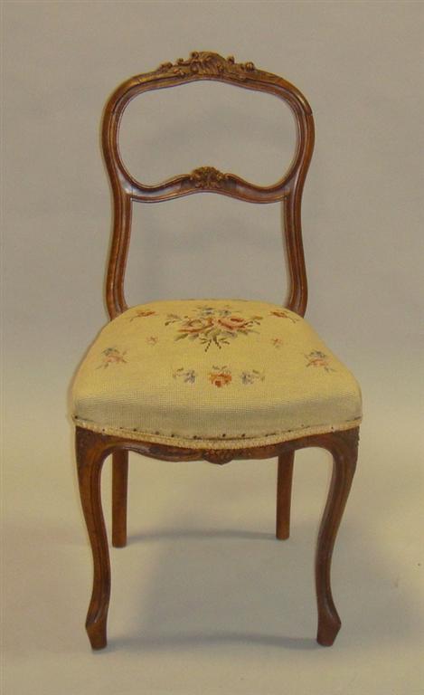 Appraisal: VICTORIAN SIDE CHAIR WITH A NEEDLEPOINT SEAT h w d