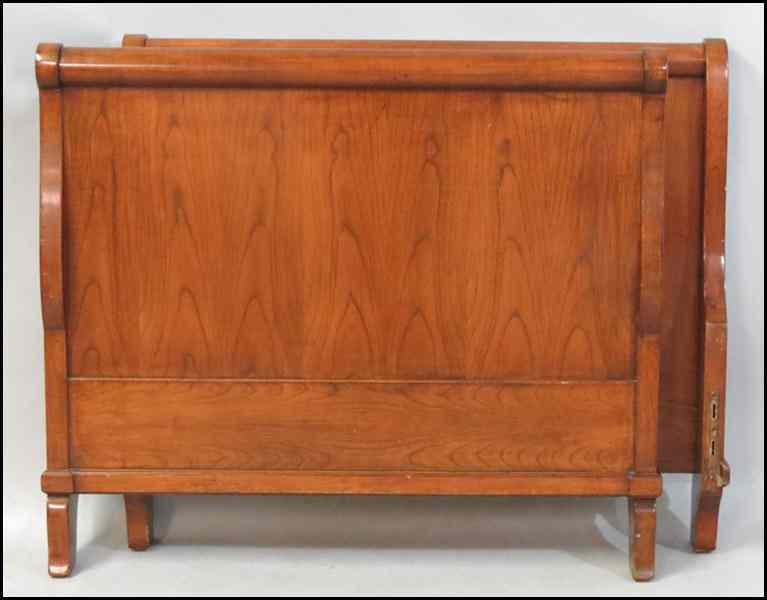 Appraisal: MAHOGANY SLEIGH BED Comprised of a headboard '' x ''