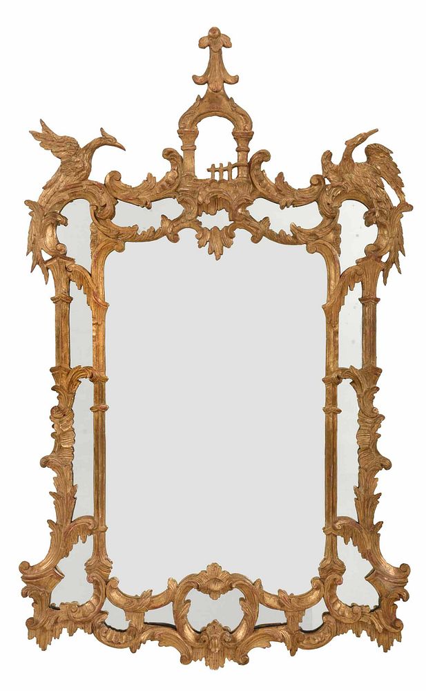 Appraisal: Chinese Chippendale Style Carved Giltwood Mirror th century well carved