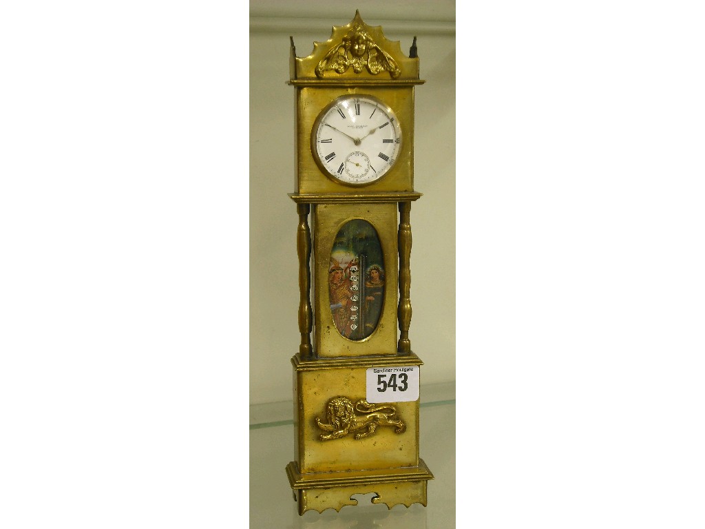 Appraisal: Novelty miniature brass longcase clock fitted with a watch movement