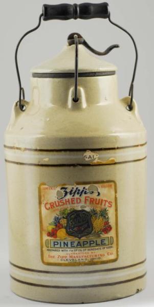 Appraisal: Zipp's Pineapple Stoneware Crock Description Includes original label Condition Excellent