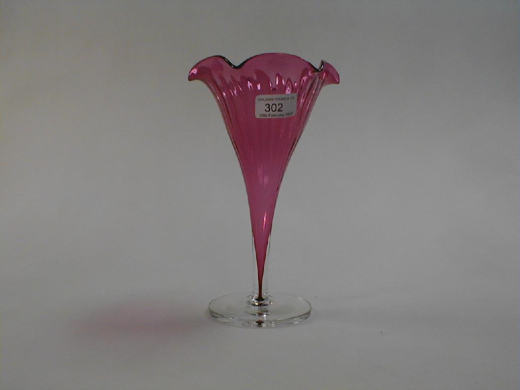 Appraisal: A modern cranberry flared trumpet vase