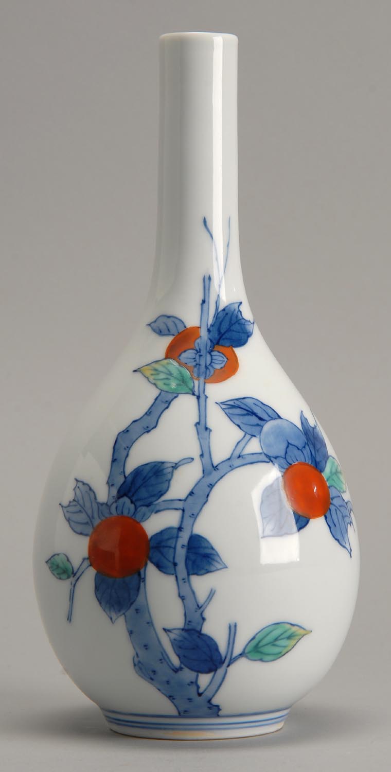 Appraisal: KAKIEMON PORCELAIN BOTTLE VASE th CenturyIn teardrop form with fruit