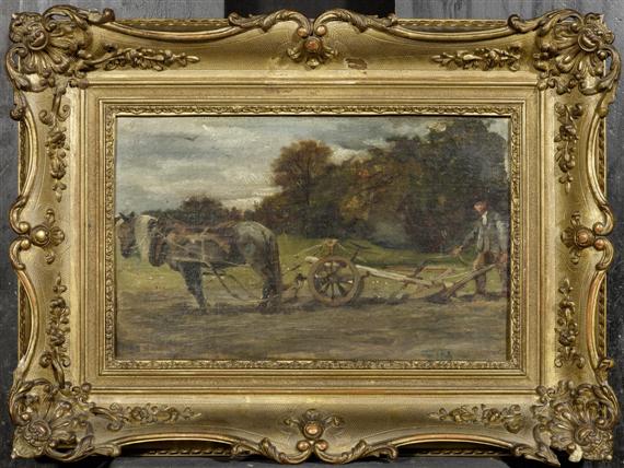 Appraisal: BAL JEAN-BAPTISTE-EDOUARD ATTRIBUTED TO Paris A ploughing peasant Oil on