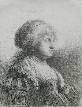 Appraisal: Rembrandt Harmensz van Rijn Dutch - Saskia with pearls in