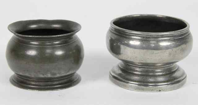 Appraisal: A late th Century pewter squat circular cup salt with