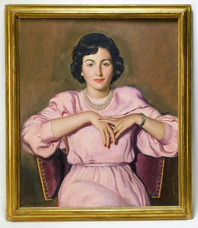 Appraisal: Walter Sherwood Portrait Painting of Elegant Woman Walter Sherwood Rhode