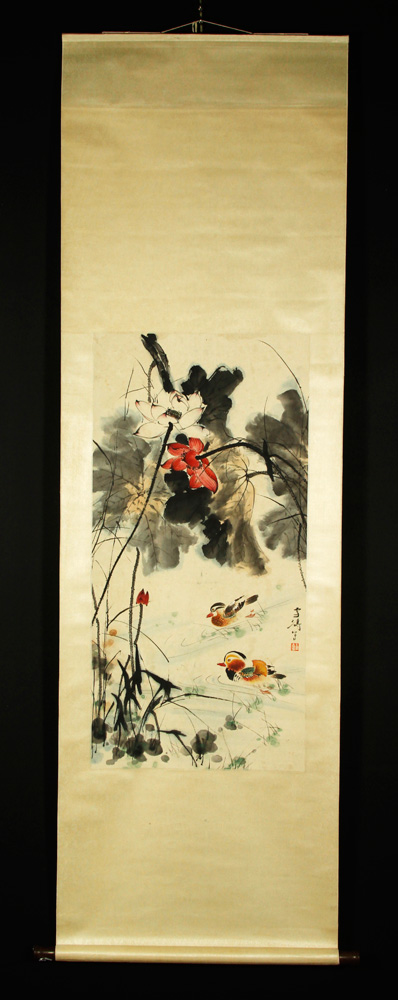 Appraisal: - Chinese Scroll W C Scroll watercolor painting China of