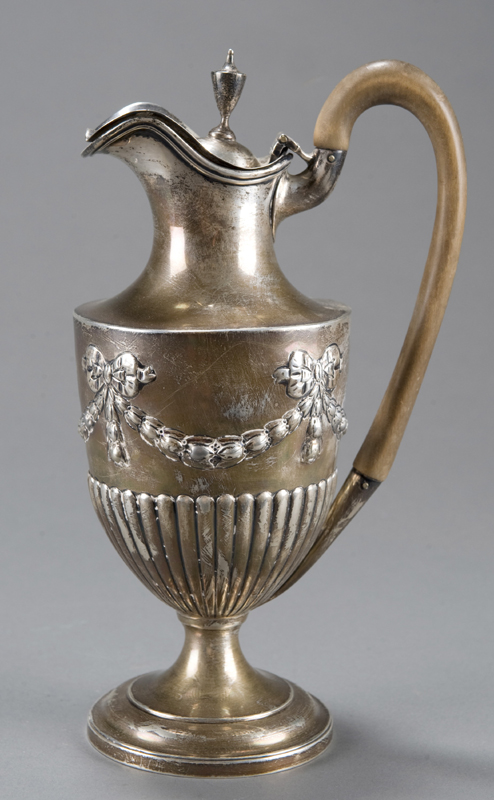 Appraisal: English sterling pitcher London Ewer form with gadrooned body beneath