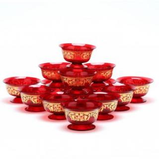 Appraisal: Venetian Glass Finger Bowls early th century blown ruby red