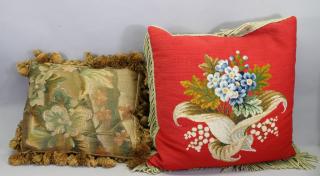 Appraisal: Antique Needlepoint Pillows Antique Needlepoint Pillows