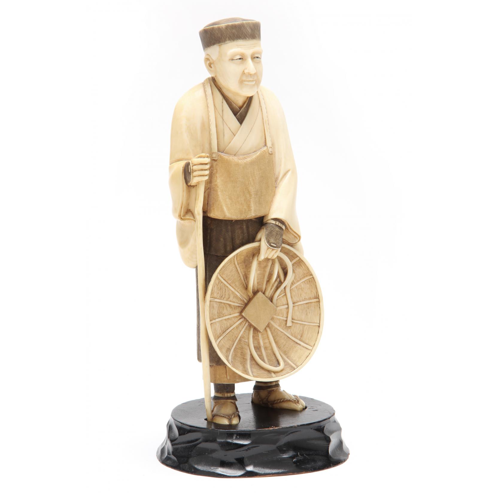 Appraisal: Japanese Ivory Okimono of Older Man th century signed on