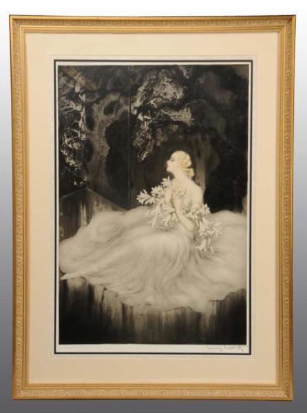 Appraisal: Lilies Louis Icart Etching Description Copyright Has windmill blind stamp