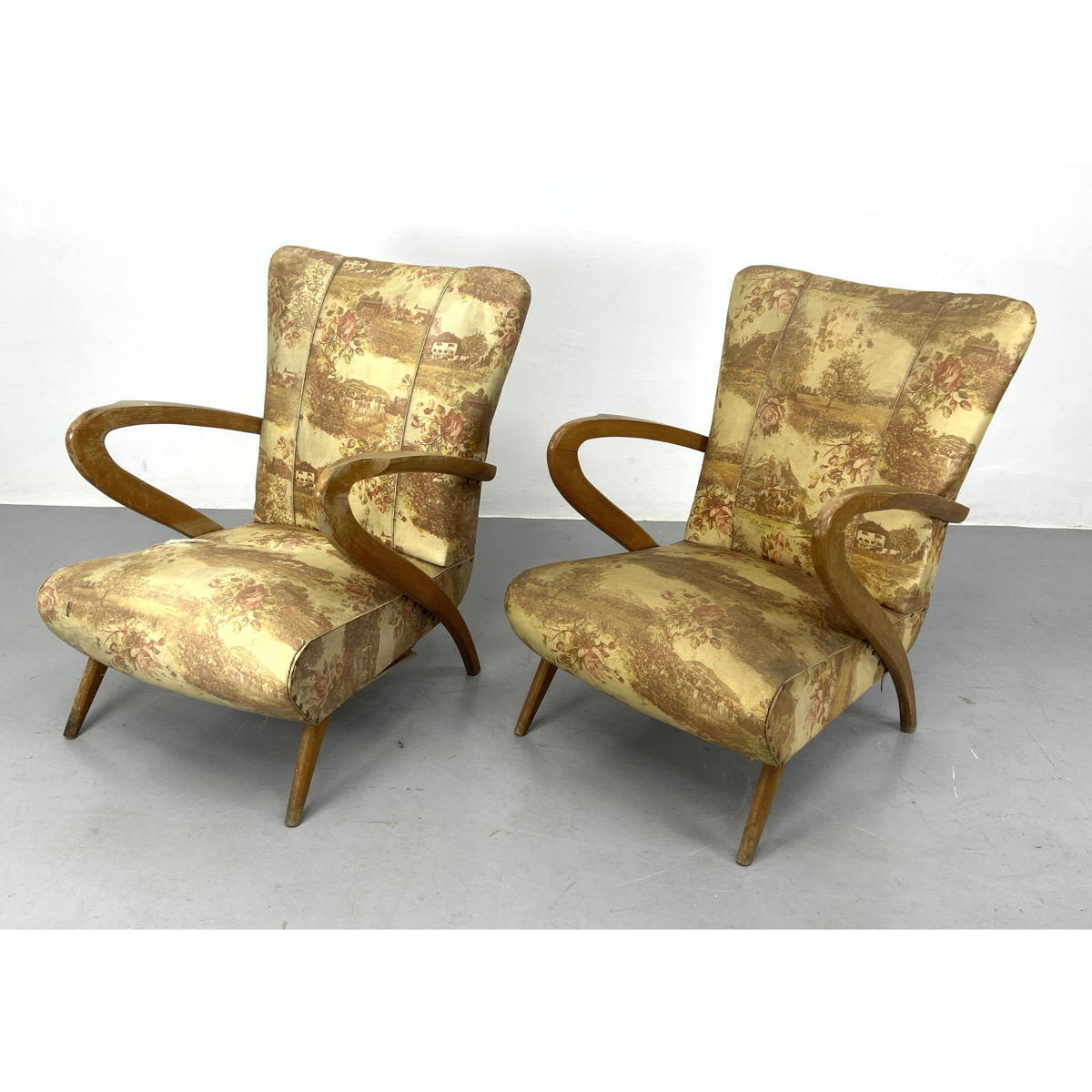 Appraisal: PAOLO BUFFA Attributed Lounge Chairs Dimensions H inches W inches