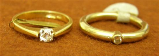 Appraisal: Two hallmarked gold diamond solitaire rings