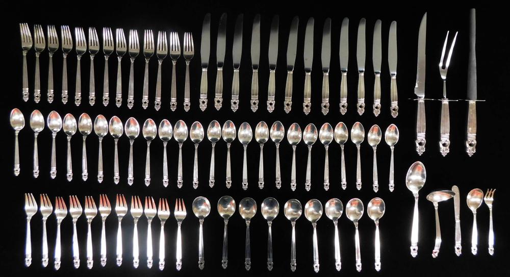 Appraisal: STERLING Royal Danish pattern flatware by International Sterling pieces including