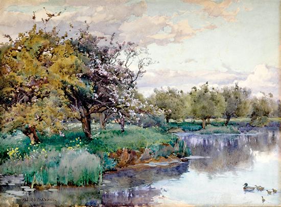 Appraisal: Alfred William Parsons British - DUCKS IN POND NEAR BLOOMING