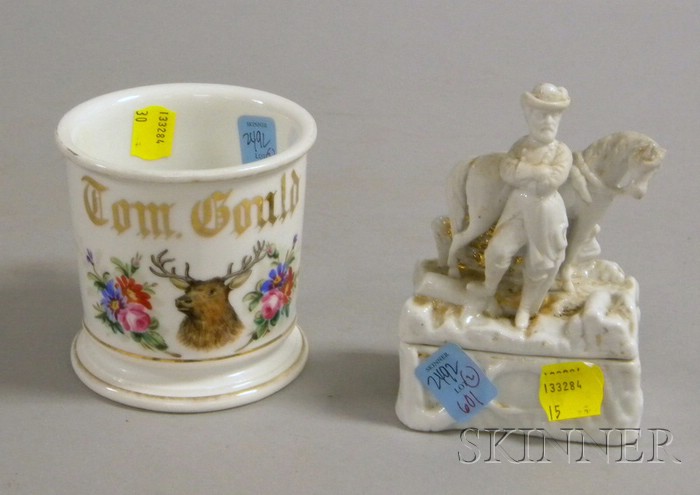 Appraisal: White Porcelain Figural Civil War Era Soldier Trinket Box and