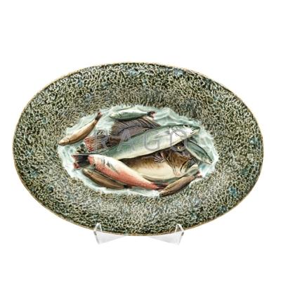 Appraisal: FRENCH PALISSY WARE Majolica fish platter early th c x