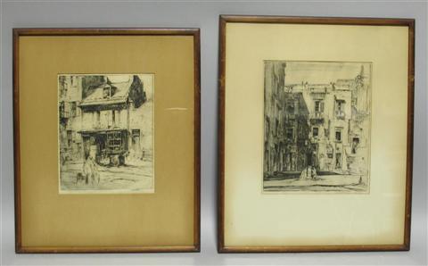 Appraisal: EARL HORTER AMERICAN - TWO ETCHINGS OF NAPLES Framed 'Candy