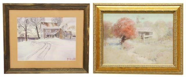 Appraisal: lot of Framed Texas art including impressionistic oil painting on