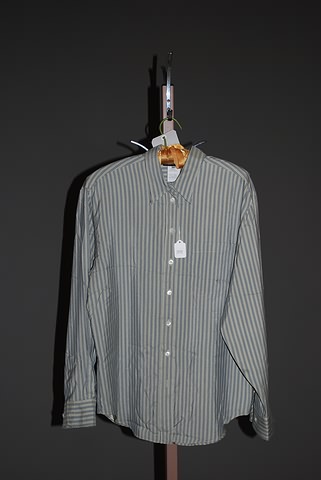 Appraisal: Giorgio Armani green with vertical blue white stripes button front