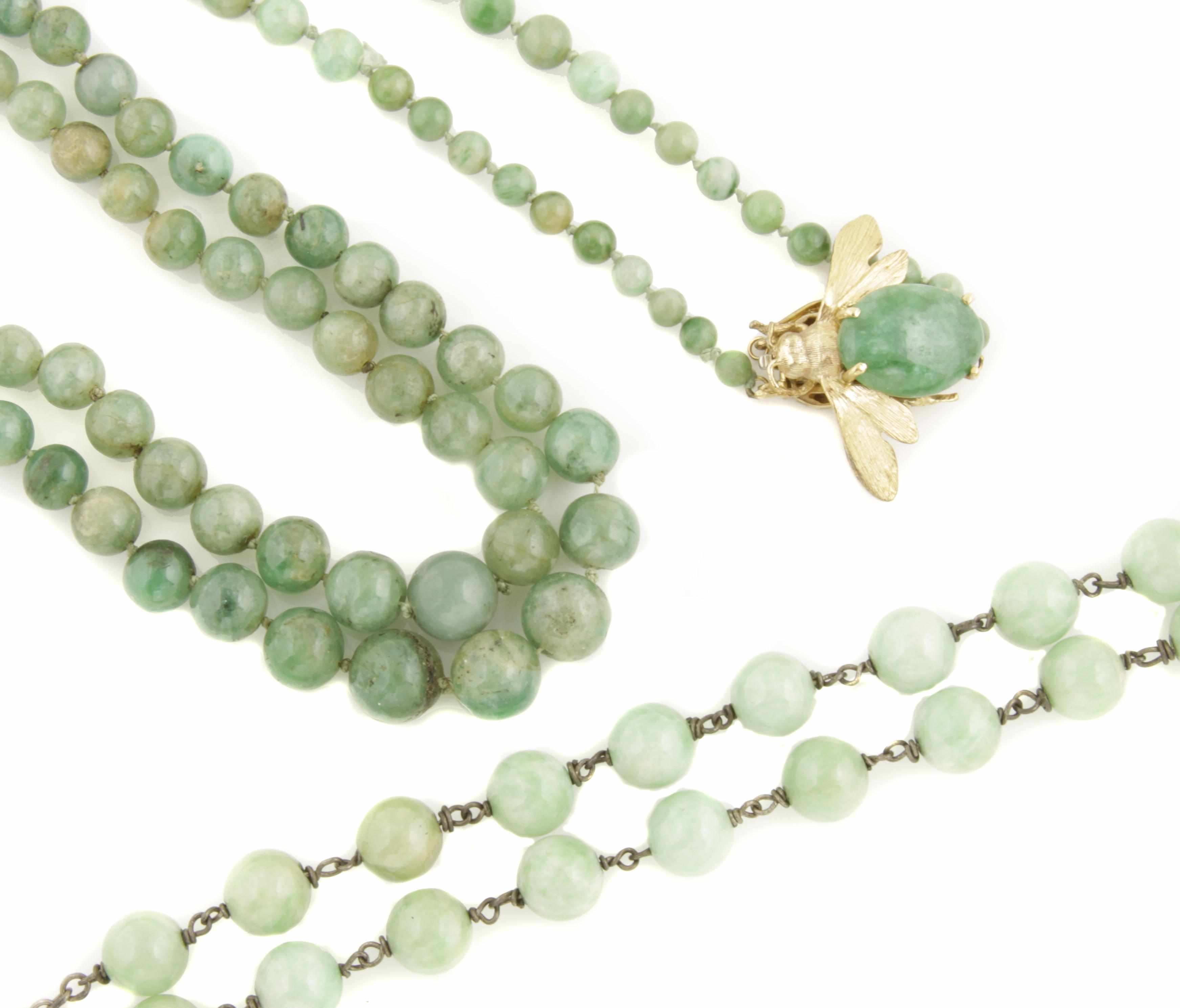 Appraisal: Two Jade Bead Necklaces and a Bracelet Consisting of a