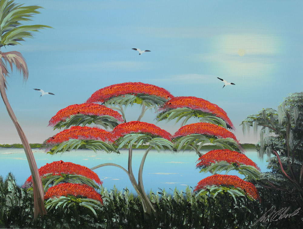 Appraisal: BLACK Al American th Century Florida Highwaymen Royal Poinciana in