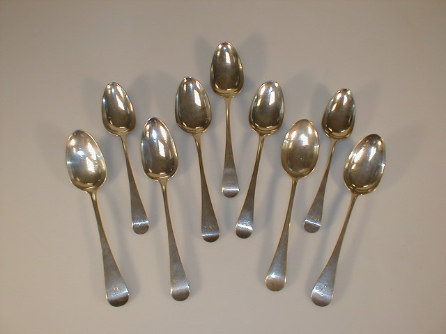 Appraisal: Nine early thC and later silver Old English pattern tablespoons