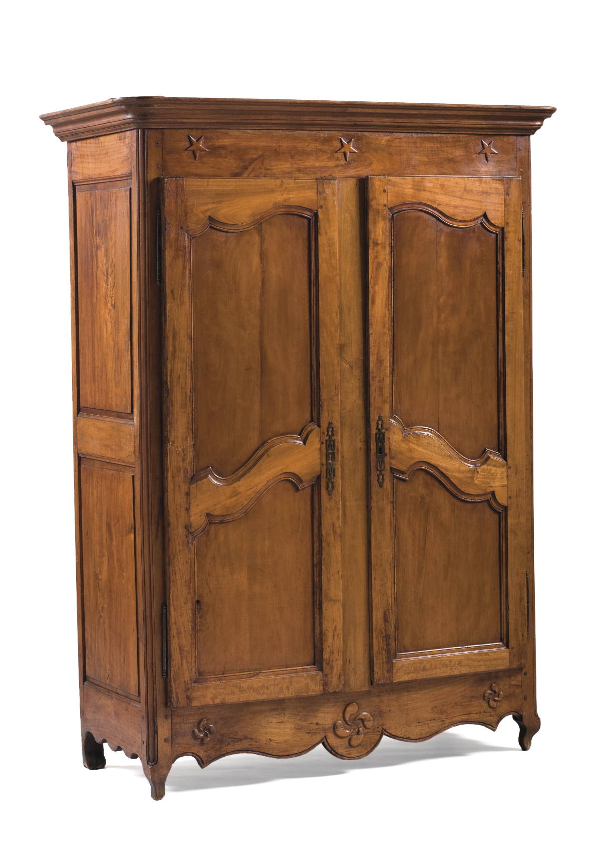 Appraisal: LOUIS XV CARVED WALNUT ARMOIRE WITH SERPENTINE PANELED DOORS Height