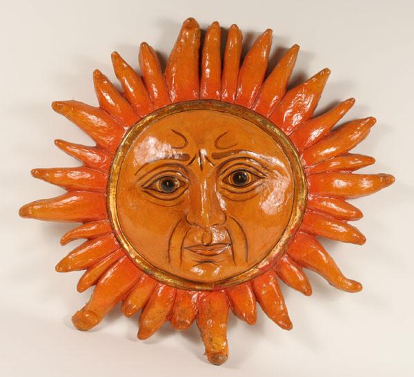 Appraisal: Sergio Bustamante paper mache sun vibrant colors on detailed countenance